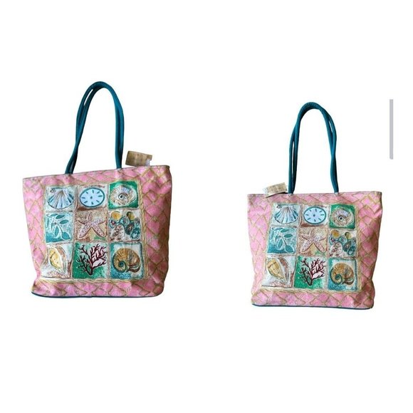 VTG NWT Fun in the Sun Canvas Tote Bag Beach Seashell Sanddollar Vacatio… - Picture 7 of 11